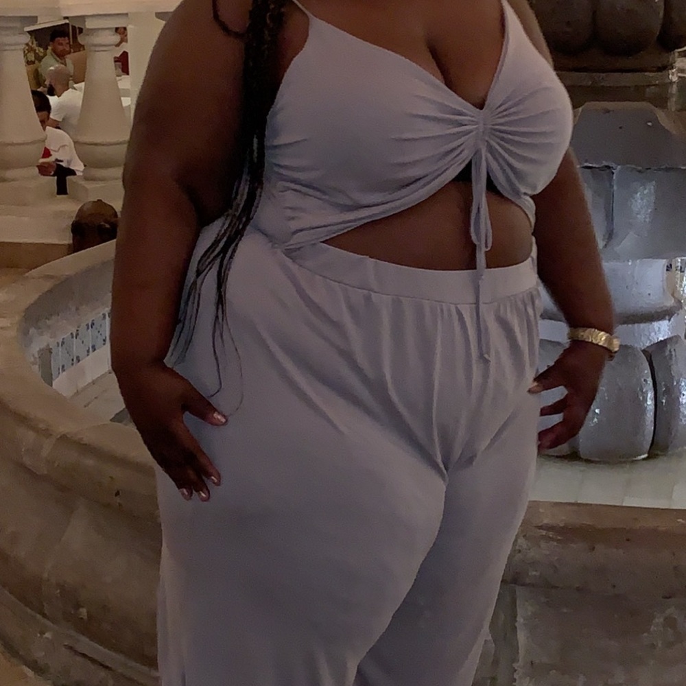 Grey Jumpsuit. Crop length.